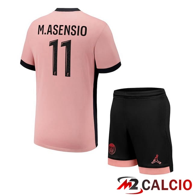 Maglie Calcio Personalizzate,Tute Calcio Squadre,Maglia Nazionale Italiana Calcio | Maglie Calcio Paris PSG (M.Asensio 11) Bambino Terza Rosa 2024/2025