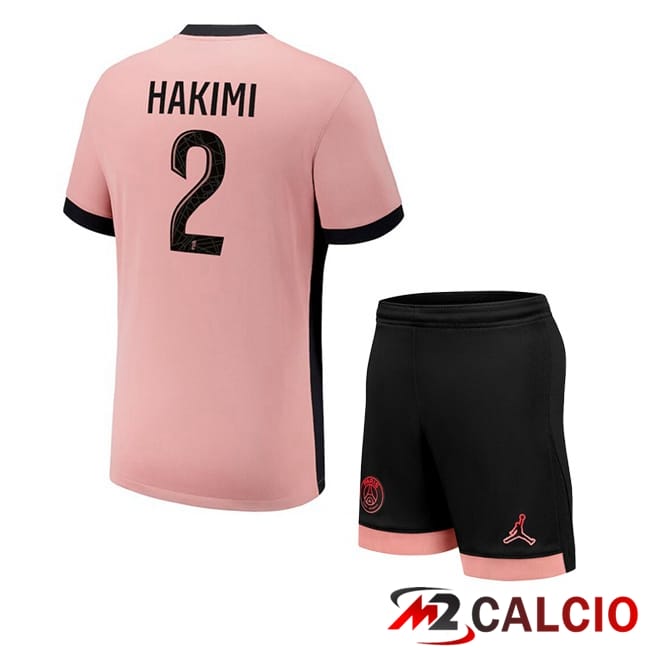 Maglie Calcio Personalizzate,Tute Calcio Squadre,Maglia Nazionale Italiana Calcio | Maglie Calcio Paris PSG (Hakimi 2) Bambino Terza Rosa 2024/2025