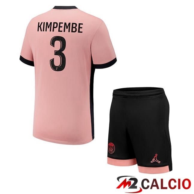 Maglie Calcio Personalizzate,Tute Calcio Squadre,Maglia Nazionale Italiana Calcio | Maglie Calcio Paris PSG (Kimpembe 3) Bambino Terza Rosa 2024/2025