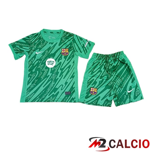 Maglie Calcio Personalizzate,Tute Calcio Squadre,Maglia Nazionale Italiana Calcio | Maglie Calcio Barcellona Bambino Portiere Verde 2024/2025