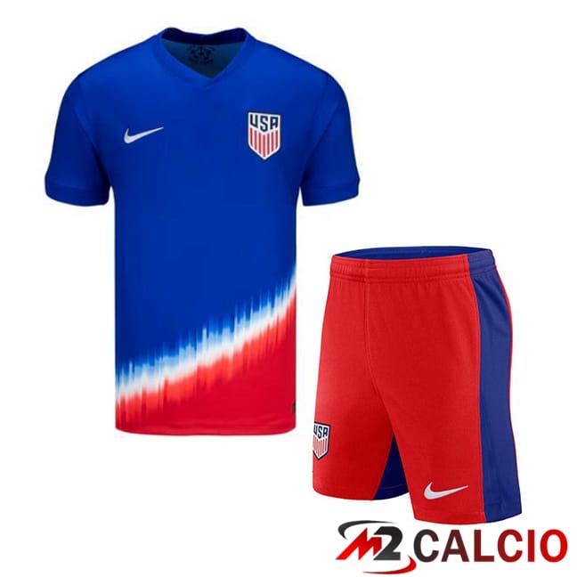 Maglie Calcio Personalizzate,Tute Calcio Squadre,Maglia Nazionale Italiana Calcio | Maglia Nazionale USA Bambino Seconda Blu 2024/2025