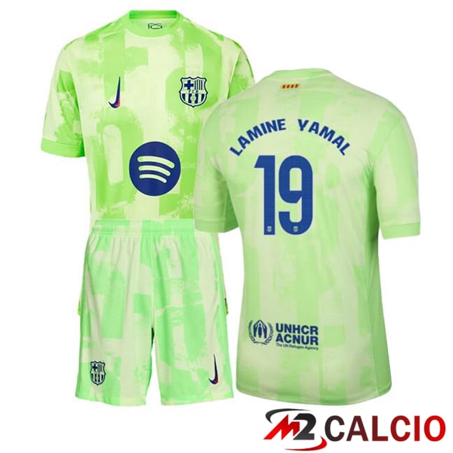 Maglie Calcio Personalizzate,Tute Calcio Squadre,Maglia Nazionale Italiana Calcio | Maglie Calcio FC Barcellona (LAMINE YAMAL 19) Bambino Terza Verde 2024/2025