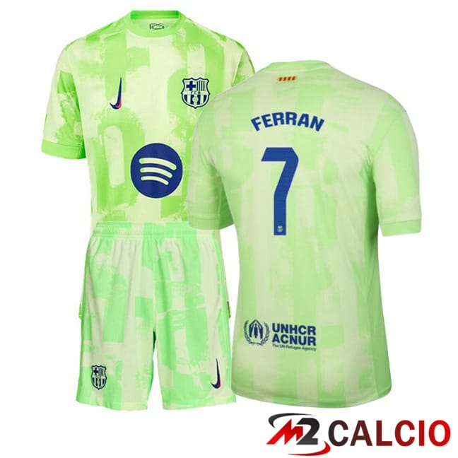 Maglie Calcio Personalizzate,Tute Calcio Squadre,Maglia Nazionale Italiana Calcio | Maglie Calcio FC Barcellona (FERRAN 7) Bambino Terza Verde 2024/2025