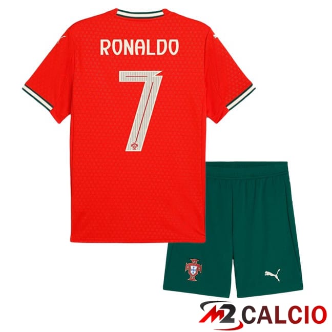 Maglie Calcio Personalizzate,Tute Calcio Squadre,Maglia Nazionale Italiana Calcio | Maglie Calcio Portogallo (RONALDO 7) Bambino Prima Rosso 2025/2026