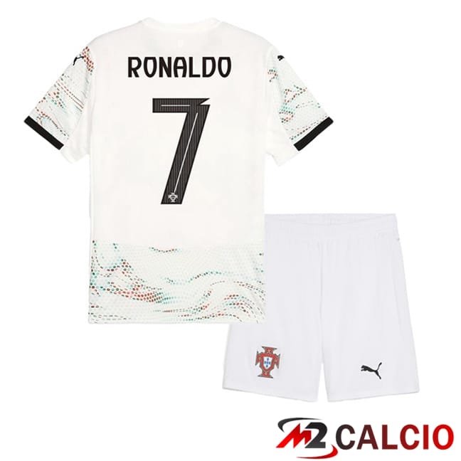 Maglie Calcio Personalizzate,Tute Calcio Squadre,Maglia Nazionale Italiana Calcio | Maglie Calcio Portogallo (RONALDO 7) Bambino Seconda Bianco 2025/2026