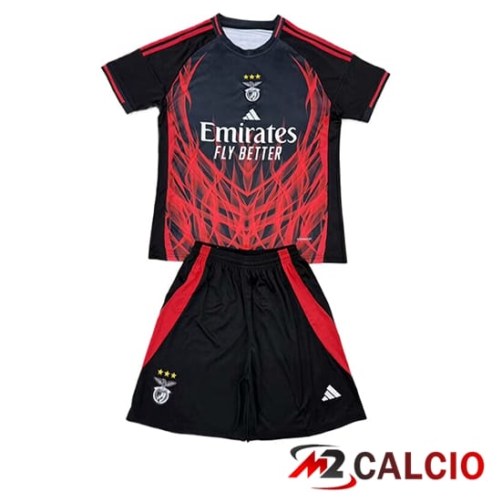 Maglie Calcio Personalizzate,Tute Calcio Squadre,Maglia Nazionale Italiana Calcio | Maglie Calcio Benfica Bambino Special Edition Nero/Rosso 2025/2026