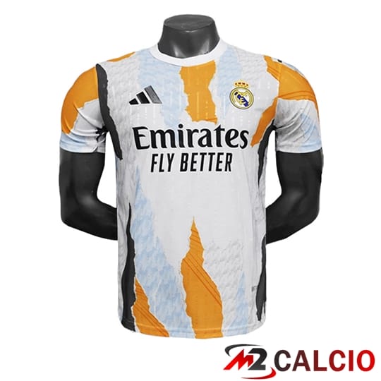 Maglie Calcio Personalizzate,Tute Calcio Squadre,Maglia Nazionale Italiana Calcio | Maglie Calcio Real Madrid Special Edition Bianco/Arancia 2025/2026