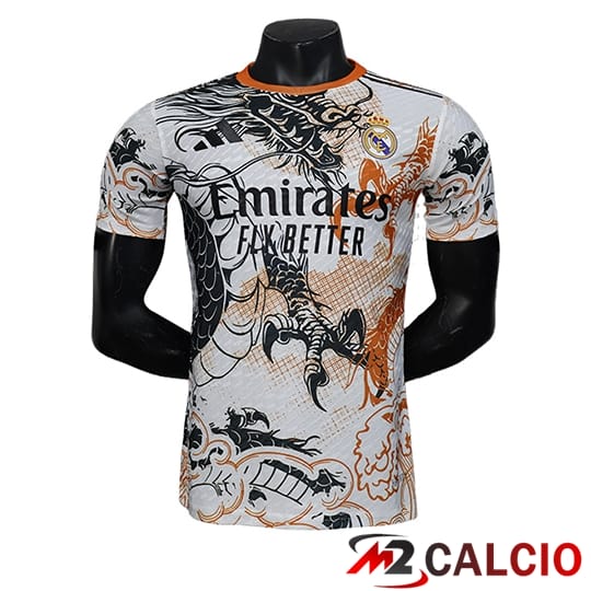 Maglie Calcio Personalizzate,Tute Calcio Squadre,Maglia Nazionale Italiana Calcio | Maglie Calcio Real Madrid Special Edition Bianco/Arancia 2025/2026