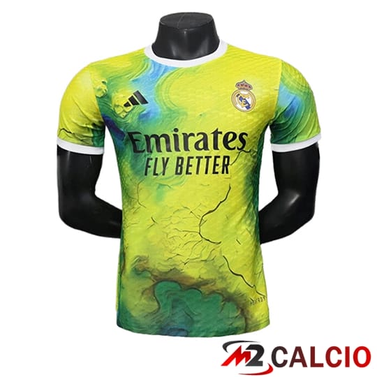 Maglie Calcio Personalizzate,Tute Calcio Squadre,Maglia Nazionale Italiana Calcio | Maglie Calcio Real Madrid Edizione Speciale Verde/Giallo 2025/2026