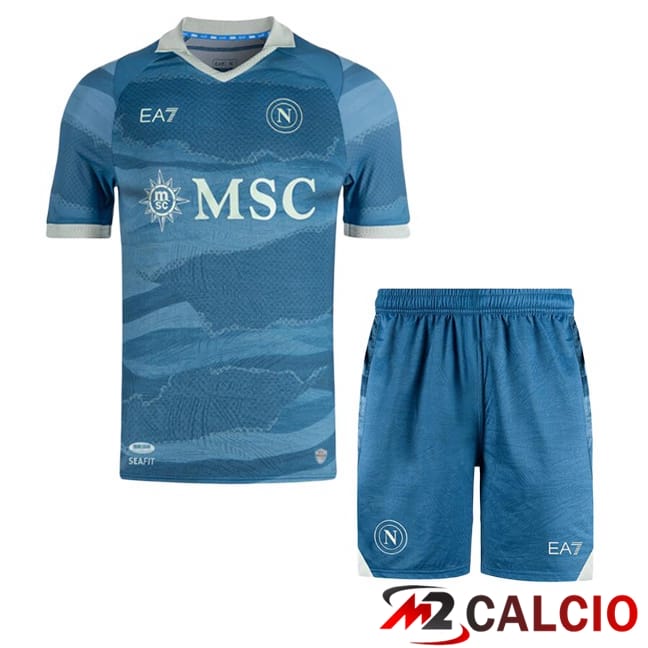 Maglie Calcio Personalizzate,Tute Calcio Squadre,Maglia Nazionale Italiana Calcio | Maglie Calcio SSC Napoli Bambino Quarto Blu 2024/2025