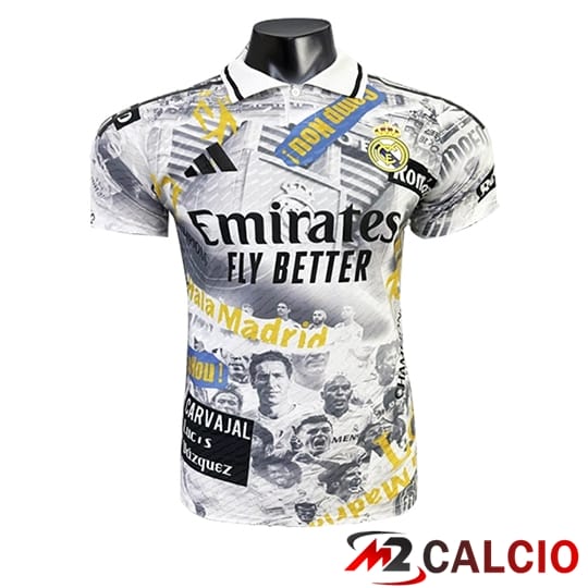 Maglie Calcio Personalizzate,Tute Calcio Squadre,Maglia Nazionale Italiana Calcio | Maglie Calcio Real Madrid Special Edition Bianco/Giallo 2025/2026