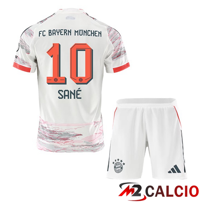Maglie Calcio Personalizzate,Tute Calcio Squadre,Maglia Nazionale Italiana Calcio | Maglie Calcio Bayern Monaco (Sané 10) Bambino Seconda Bianco 2025/2026
