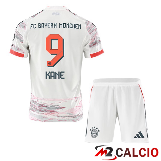 Maglie Calcio Personalizzate,Tute Calcio Squadre,Maglia Nazionale Italiana Calcio | Maglie Calcio Bayern Monaco (Kane 9) Bambino Seconda Bianco 2025/2026