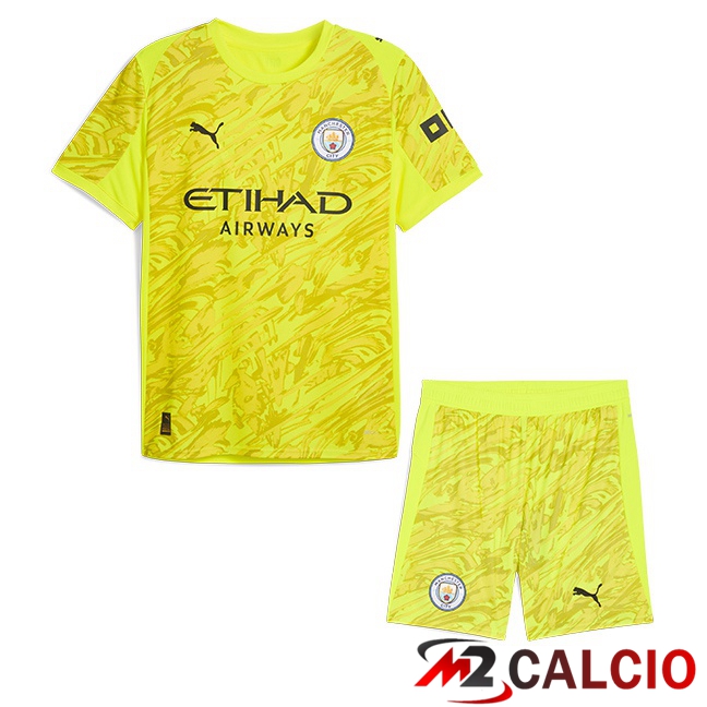 Maglie Calcio Personalizzate,Tute Calcio Squadre,Maglia Nazionale Italiana Calcio | Maglie Calcio Manchester City Bambino Portiere Giallo 2025/2026