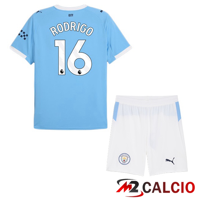 Maglie Calcio Personalizzate,Tute Calcio Squadre,Maglia Nazionale Italiana Calcio | Maglie Calcio Manchester City (Rodrigo 16) Bambino Prima Blu 2025/2026