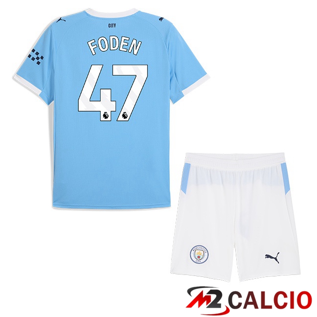 Maglie Calcio Personalizzate,Tute Calcio Squadre,Maglia Nazionale Italiana Calcio | Maglie Calcio Manchester City (Phil Foden 47) Bambino Prima Blu 2025/2026