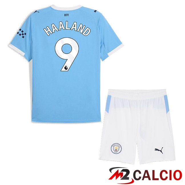 Maglie Calcio Personalizzate,Tute Calcio Squadre,Maglia Nazionale Italiana Calcio | Maglie Calcio Manchester City (Erling Haaland 9) Bambino Prima Blu 2025/2026