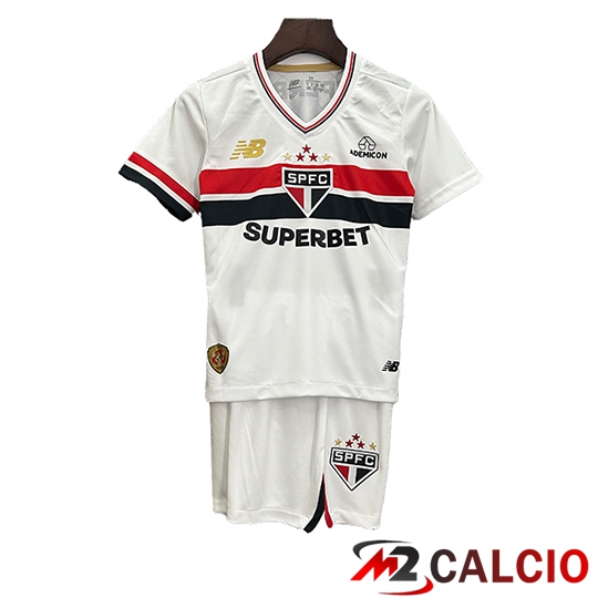 Maglie Calcio Personalizzate,Tute Calcio Squadre,Maglia Nazionale Italiana Calcio | Maglie Calcio Sao Paulo FC Bambino Prima 2025/2026