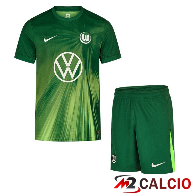 Maglie Calcio Personalizzate,Tute Calcio Squadre,Maglia Nazionale Italiana Calcio | Maglie Calcio Vfl Wolfsburg Bambino Prima Verde 2025/2026