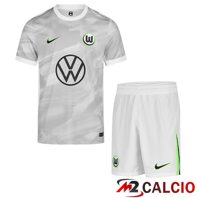 Maglie Calcio Personalizzate,Tute Calcio Squadre,Maglia Nazionale Italiana Calcio | Maglie Calcio Vfl Wolfsburg Bambino Seconda Grigio 2025/2026