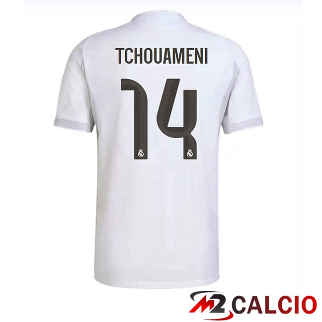Maglie Calcio Personalizzate,Tute Calcio Squadre,Maglia Nazionale Italiana Calcio | Maglie Calcio Real Madrid (Tchouameni 14) Prima Bianco 2025/2026
