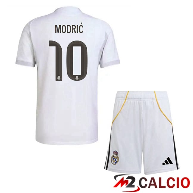 Maglie Calcio Personalizzate,Tute Calcio Squadre,Maglia Nazionale Italiana Calcio | Maglie Calcio Real Madrid (Modrić 10) Bambino Prima Bianco 2025/2026