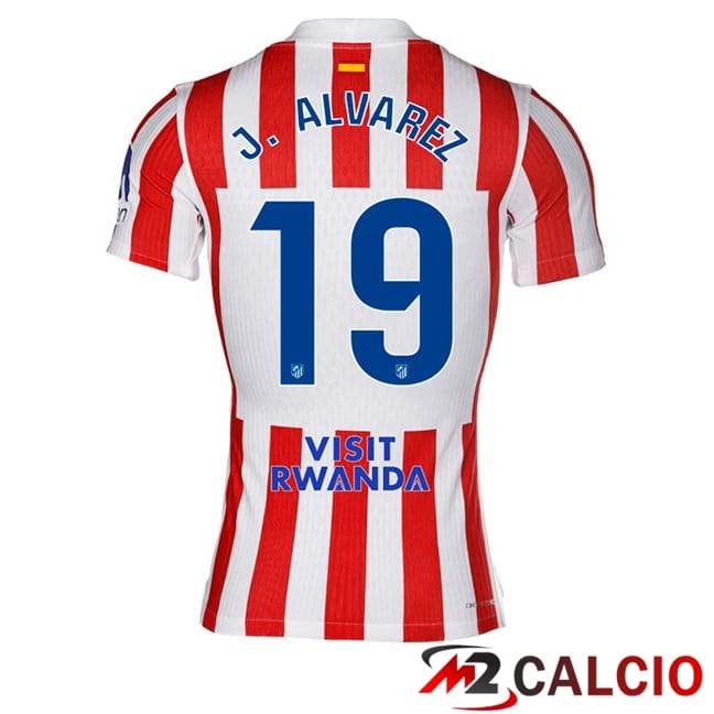 Maglie Calcio Personalizzate,Tute Calcio Squadre,Maglia Nazionale Italiana Calcio | Maglie Calcio Atletico Madrid (J. ALVAREZ 19) Prima Rosso 2025/2026