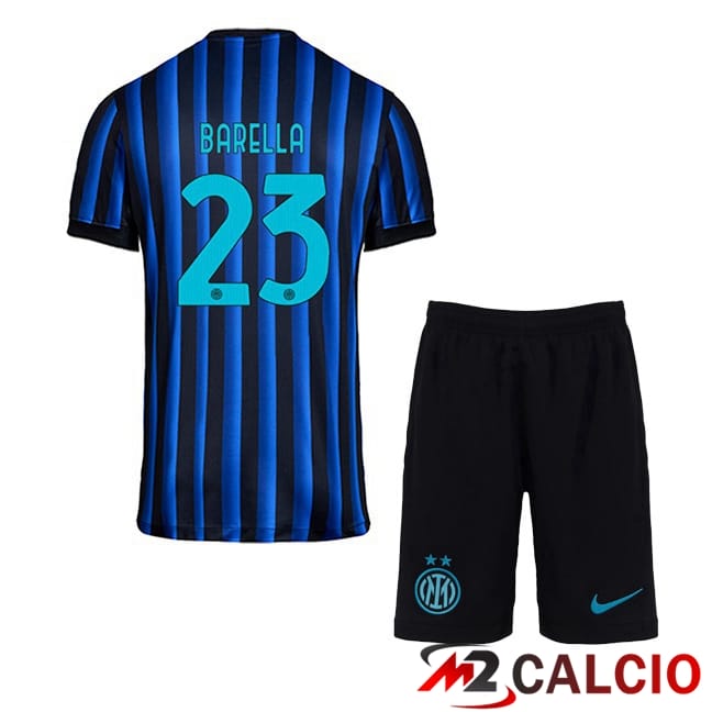 Maglie Calcio Personalizzate,Tute Calcio Squadre,Maglia Nazionale Italiana Calcio | Maglie Calcio Inter Milan (BARELLA 23) Bambino Prima Blu Nero 2025/2026