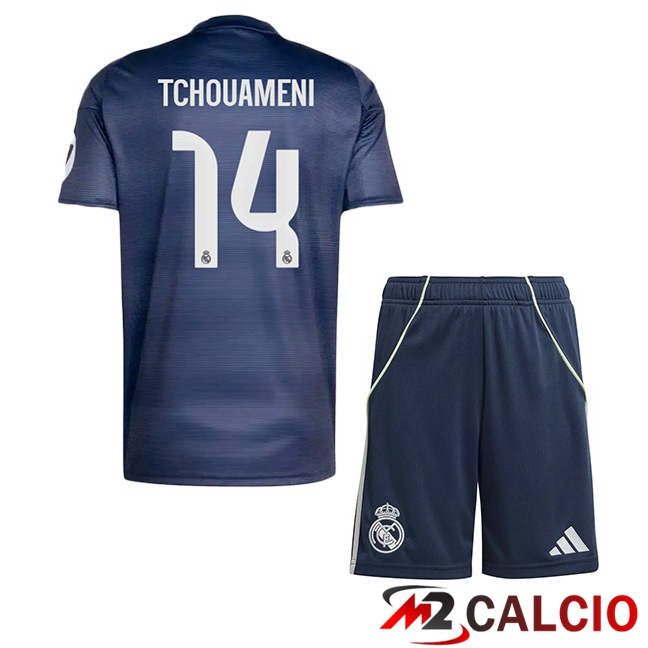 Maglie Calcio Personalizzate,Tute Calcio Squadre,Maglia Nazionale Italiana Calcio | Maglie Calcio Real Madrid (Tchouameni 14) Bambino Seconda Blu Reale 2025/2026