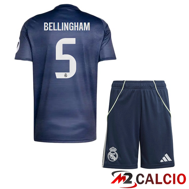 Maglie Calcio Personalizzate,Tute Calcio Squadre,Maglia Nazionale Italiana Calcio | Maglie Calcio Real Madrid (Bellingham 5) Bambino Seconda Blu Reale 2025/2026