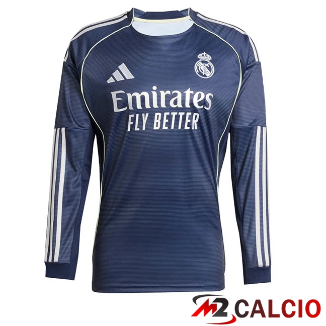 Maglie Calcio Personalizzate,Tute Calcio Squadre,Maglia Nazionale Italiana Calcio | Maglie Calcio Real Madrid Seconda Manica Lunga Blu Reale 2025/2026
