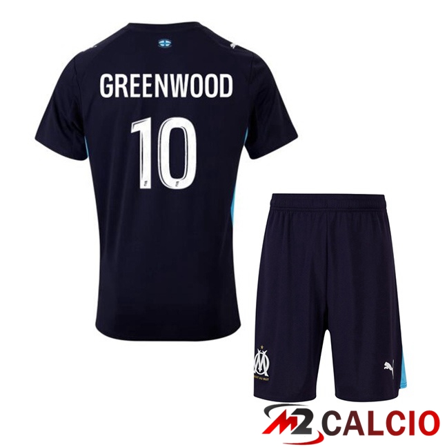 Maglie Calcio Personalizzate,Tute Calcio Squadre,Maglia Nazionale Italiana Calcio | Maglie Calcio Marsiglia OM (GREENWOOD 10) Bambino Seconda Blu Reale 2025/2026