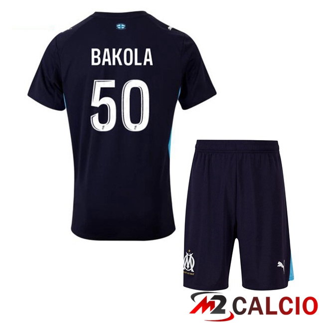 Maglie Calcio Personalizzate,Tute Calcio Squadre,Maglia Nazionale Italiana Calcio | Maglie Calcio Marsiglia OM (BAKOLA 50) Bambino Seconda Blu Reale 2025/2026