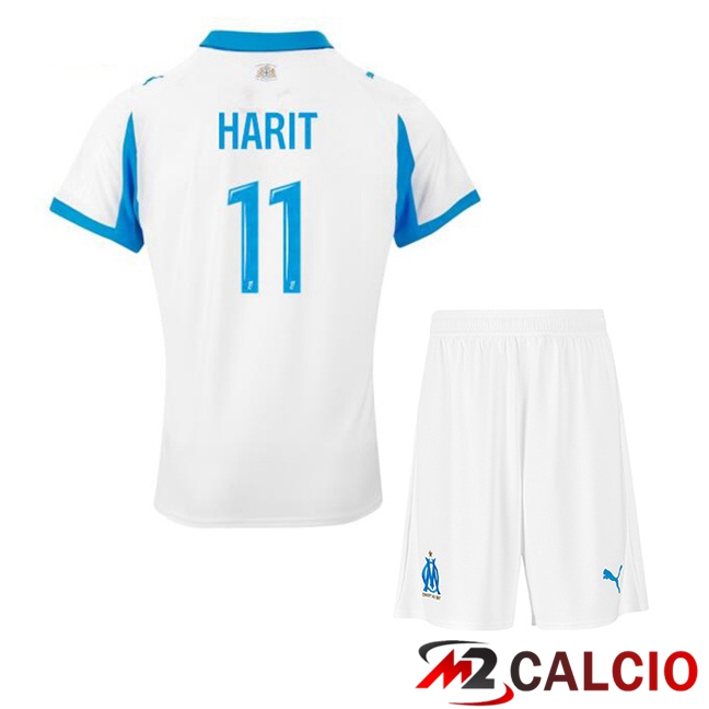 Maglie Calcio Personalizzate,Tute Calcio Squadre,Maglia Nazionale Italiana Calcio | Maglie Calcio Marsiglia OM (HARIT 11) Bambino Prima Bianco 2025/2026