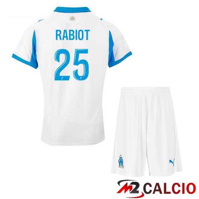 Maglie Calcio Personalizzate,Tute Calcio Squadre,Maglia Nazionale Italiana Calcio | Maglie Calcio Marsiglia OM (RABIOT 25) Bambino Prima Bianco 2025/2026