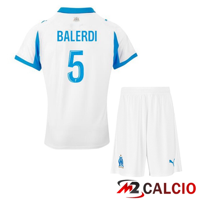 Maglie Calcio Personalizzate,Tute Calcio Squadre,Maglia Nazionale Italiana Calcio | Maglie Calcio Marsiglia OM (BALERDI 5) Bambino Prima Bianco 2025/2026