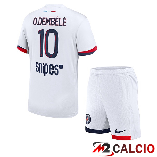Maglie Calcio Personalizzate,Tute Calcio Squadre,Maglia Nazionale Italiana Calcio | Maglie Calcio Paris PSG (O. Dembélé 10) Bambino Seconda Bianco 2025/2026