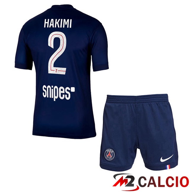 Maglie Calcio Personalizzate,Tute Calcio Squadre,Maglia Nazionale Italiana Calcio | Maglie Calcio Paris PSG (Hakimi 2) Bambino Prima Blu Reale 2025/2026