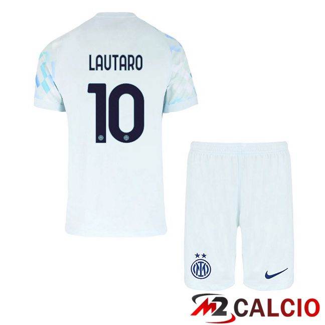 Maglie Calcio Personalizzate,Tute Calcio Squadre,Maglia Nazionale Italiana Calcio | Maglie Calcio Inter Milan (LAUTARO 10) Bambino Seconda Bianco Blu 2025/2026
