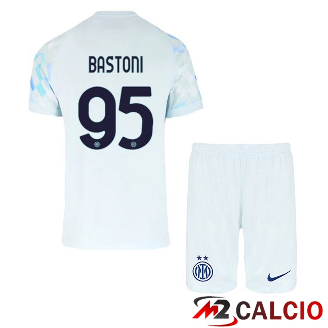 Maglie Calcio Personalizzate,Tute Calcio Squadre,Maglia Nazionale Italiana Calcio | Maglie Calcio Inter Milan (BASTONI 95) Bambino Seconda Bianco Blu 2025/2026