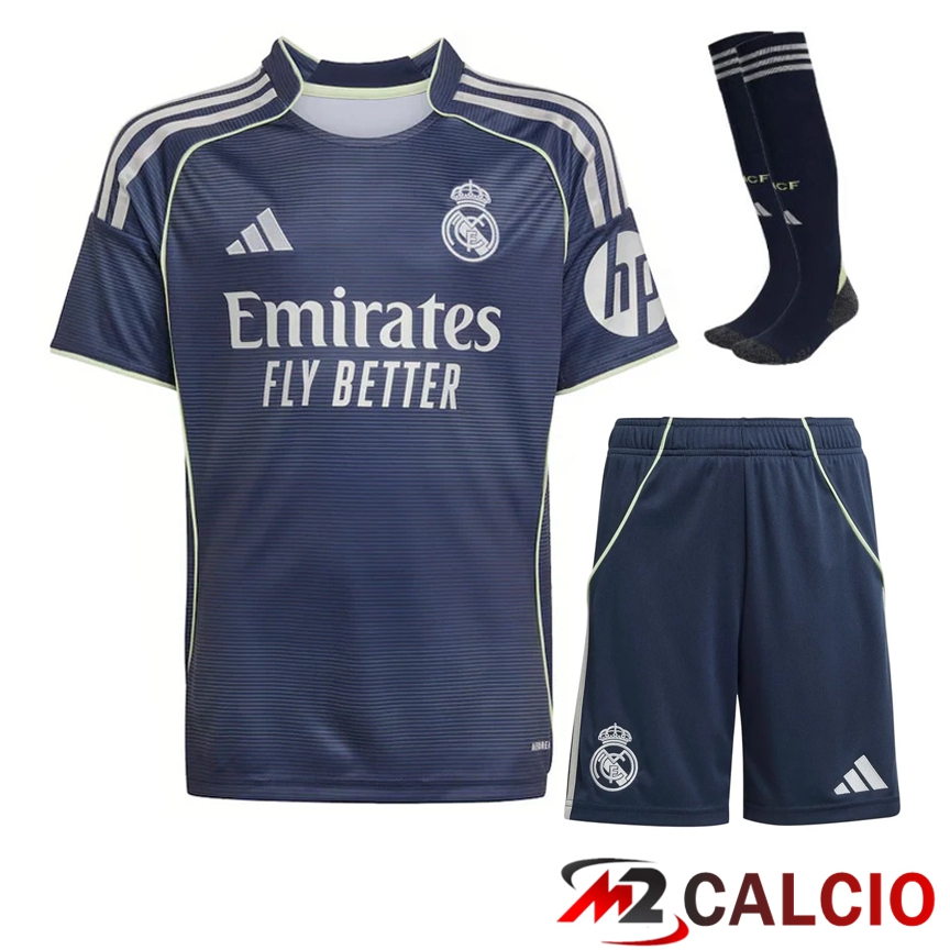 Maglie Calcio Personalizzate,Tute Calcio Squadre,Maglia Nazionale Italiana Calcio | Insieme Maglie Calcio Real Madrid Seconda (Pantaloncini + Calzini) 2025 2026