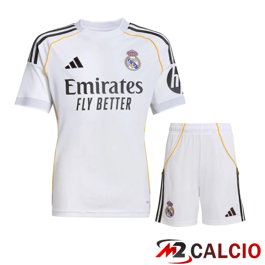 Maglie Calcio Personalizzate,Tute Calcio Squadre,Maglia Nazionale Italiana Calcio | Insieme Maglie Calcio Real Madrid Prima + Pantaloncini 2025 2026
