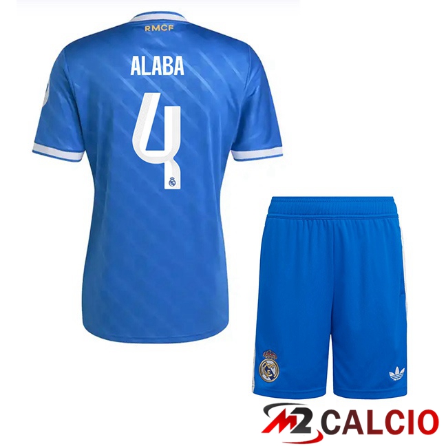 Maglie Calcio Personalizzate,Tute Calcio Squadre,Maglia Nazionale Italiana Calcio | Maglie Calcio Real Madrid (Alaba 4) Bambino Terza Blu 2025/2026