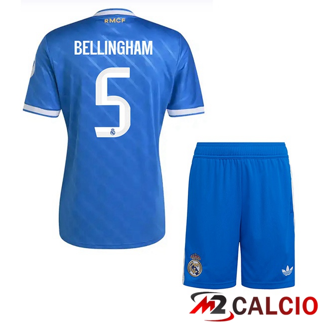 Maglie Calcio Personalizzate,Tute Calcio Squadre,Maglia Nazionale Italiana Calcio | Maglie Calcio Real Madrid (Bellingham 5) Bambino Terza Blu 2025/2026