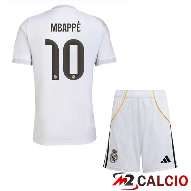 Maglie Calcio Personalizzate,Tute Calcio Squadre,Maglia Nazionale Italiana Calcio | Maglie Calcio Real Madrid (Mbappé 10) Bambino Prima Bianco 2025/2026