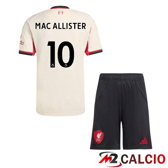 Maglie Calcio Personalizzate,Tute Calcio Squadre,Maglia Nazionale Italiana Calcio | Maglie Calcio FC Liverpool (MAC ALLISTER 10) Bambino Seconda Giallo 2025/2026