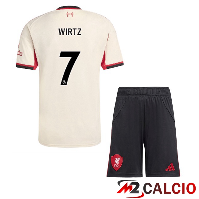 Maglie Calcio Personalizzate,Tute Calcio Squadre,Maglia Nazionale Italiana Calcio | Maglie Calcio FC Liverpool (WIRTZ 7) Bambino Seconda Giallo 2025/2026
