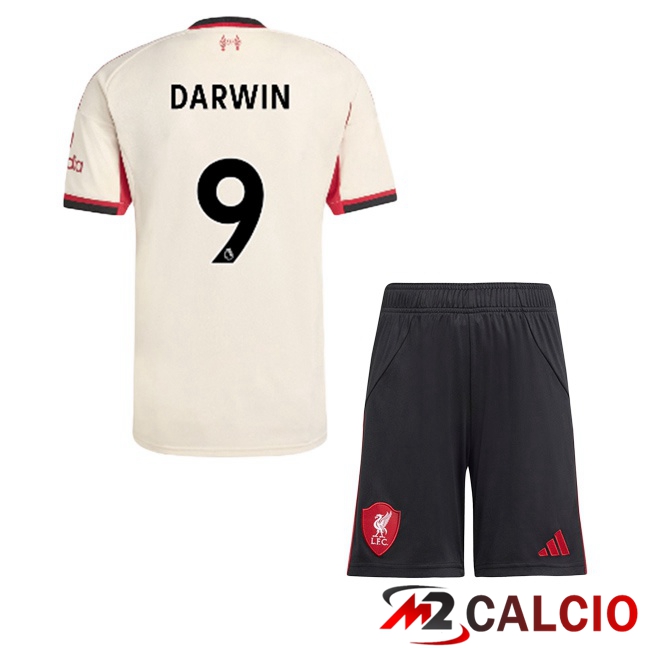 Maglie Calcio Personalizzate,Tute Calcio Squadre,Maglia Nazionale Italiana Calcio | Maglie Calcio FC Liverpool (DARWIN 9) Bambino Seconda Giallo 2025/2026