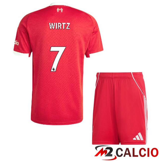 Maglie Calcio Personalizzate,Tute Calcio Squadre,Maglia Nazionale Italiana Calcio | Maglie Calcio FC Liverpool (WIRTZ 7) Bambino Prima Rosso 2025/2026