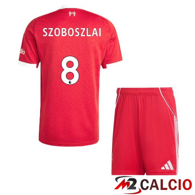 Maglie Calcio Personalizzate,Tute Calcio Squadre,Maglia Nazionale Italiana Calcio | Maglie Calcio FC Liverpool (SZOBOSZLAI 8) Bambino Prima Rosso 2025/2026
